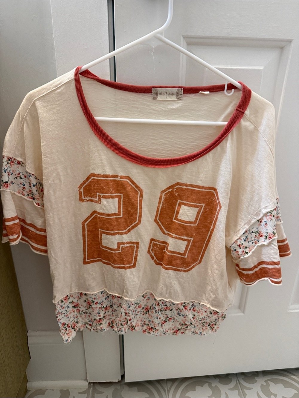 Altar'd State Cream Crop Top with Rust Accents never worn
